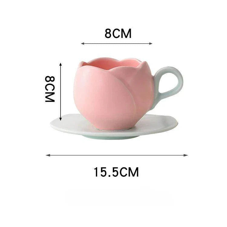Tulip Ceramic Coffee Cups & Saucers - My Store