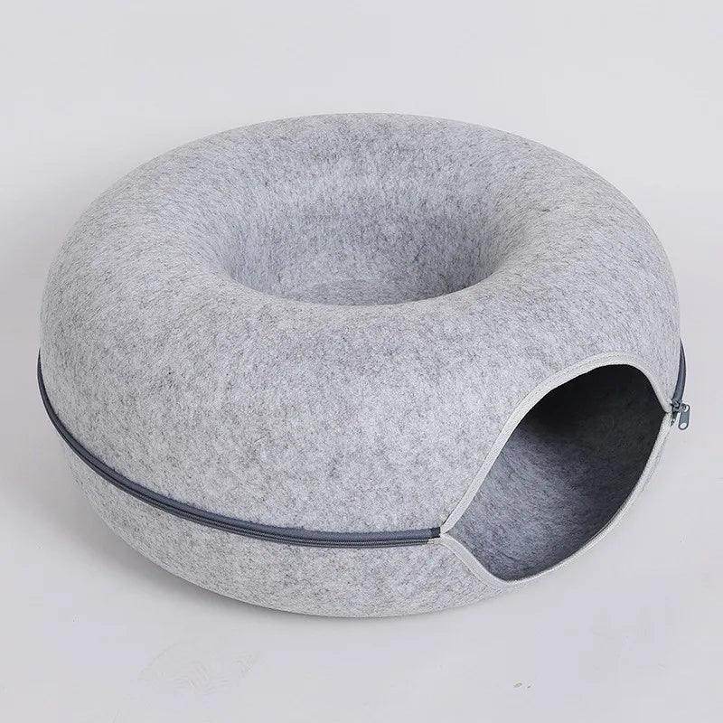 Donut Cat Bed with Interactive Tunnel – Cozy & Fun Pet House - My Store