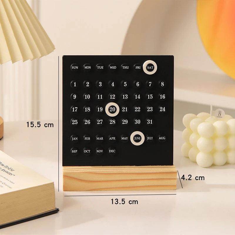 Wooden Perpetual Desk Calendar - My Store