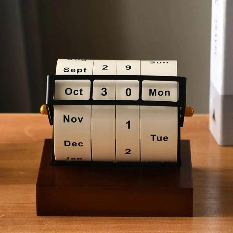 2025 Wooden Rotary Perpetual Desk Calendar - My Store