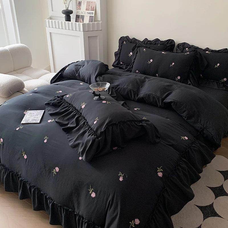 Rose Embroidered Duvet Cover Set - My Store