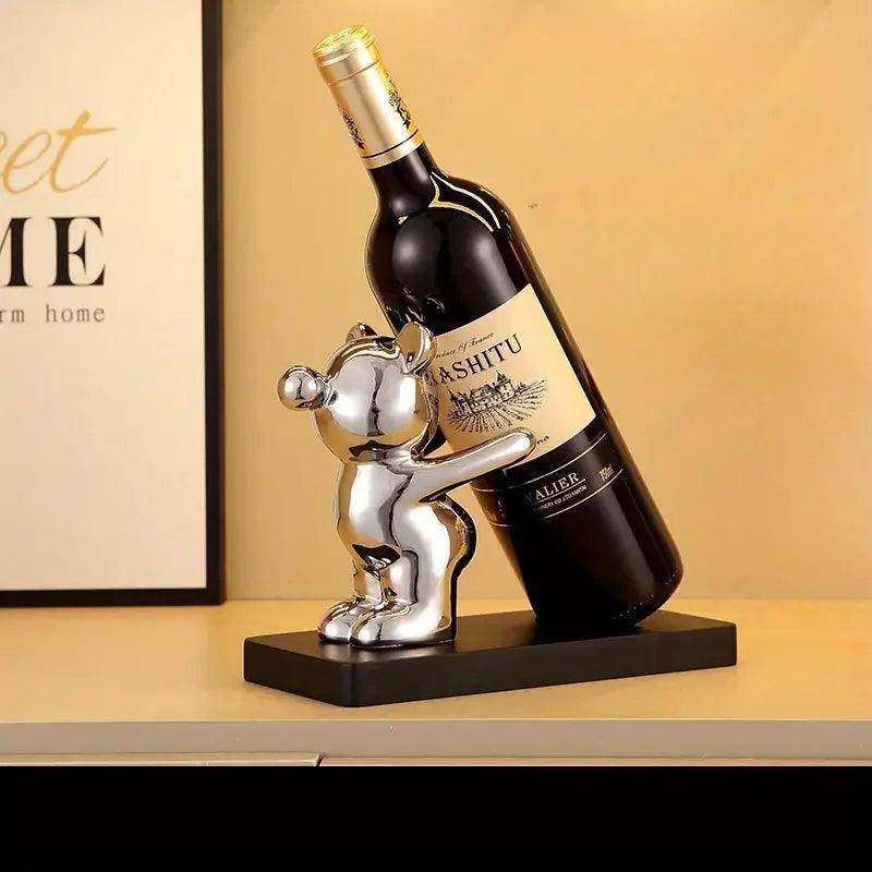 Bear Wine Rack with Cup Holder - My Store