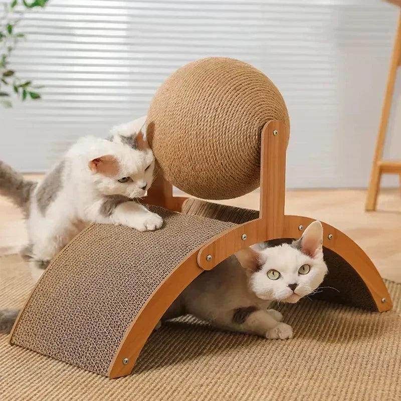 2-in-1 Cat Scratching Ball Wooden Sisal Toy - My Store