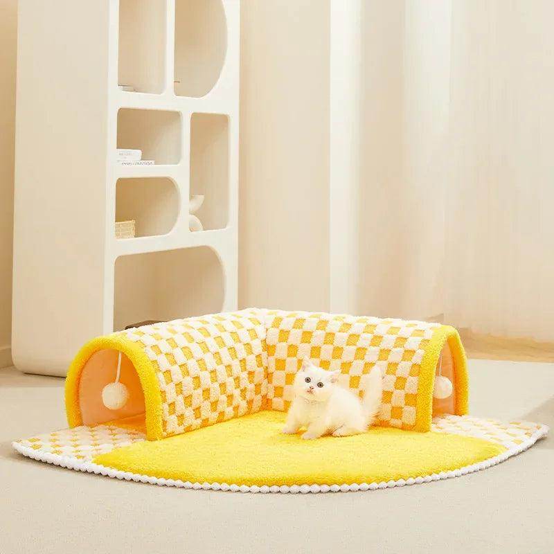 Cat Tunnel Bed with Play Ball - 2-in-1 Cat Bed and Tunnel for Small Pets - My Store