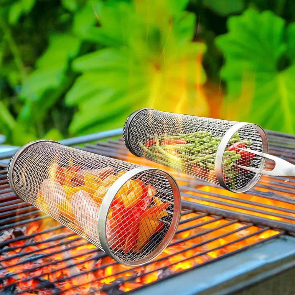 Stainless Steel Rolling BBQ Basket - My Store