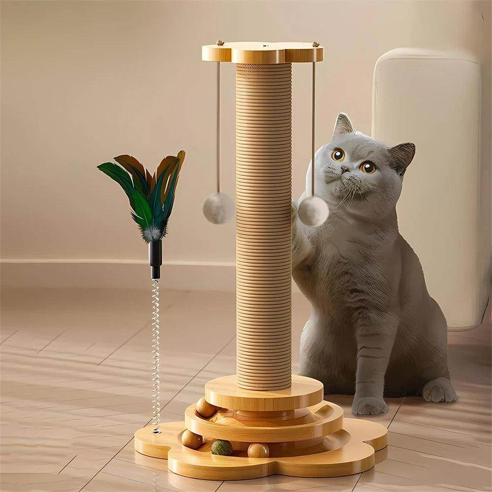 Wooden Cat Turntable & Sisal Scratching Post - My Store