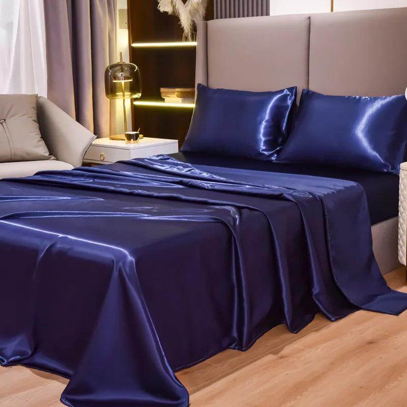 Satin Bed Sheets Set - Queen Size, 4-Piece Silky Bedding - My Store