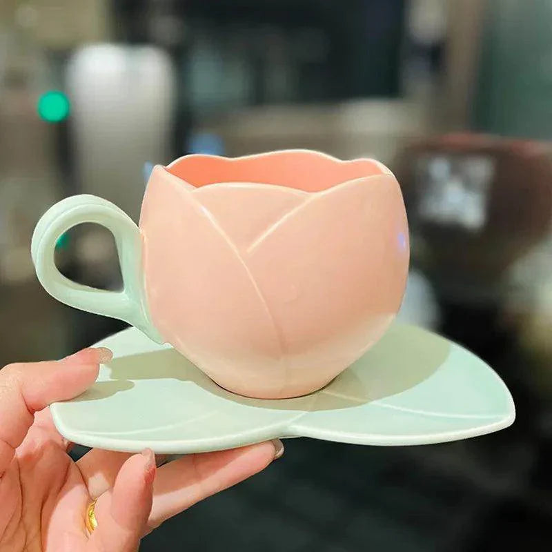 Tulip Ceramic Coffee Cups & Saucers - My Store