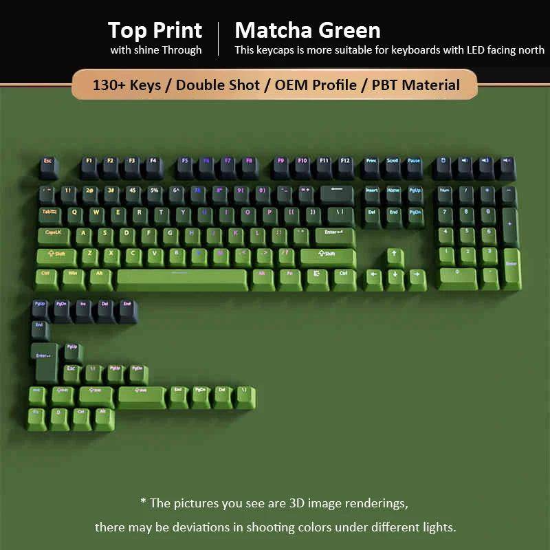 135 Keys Gradient Green Shine Through Keycaps - My Store