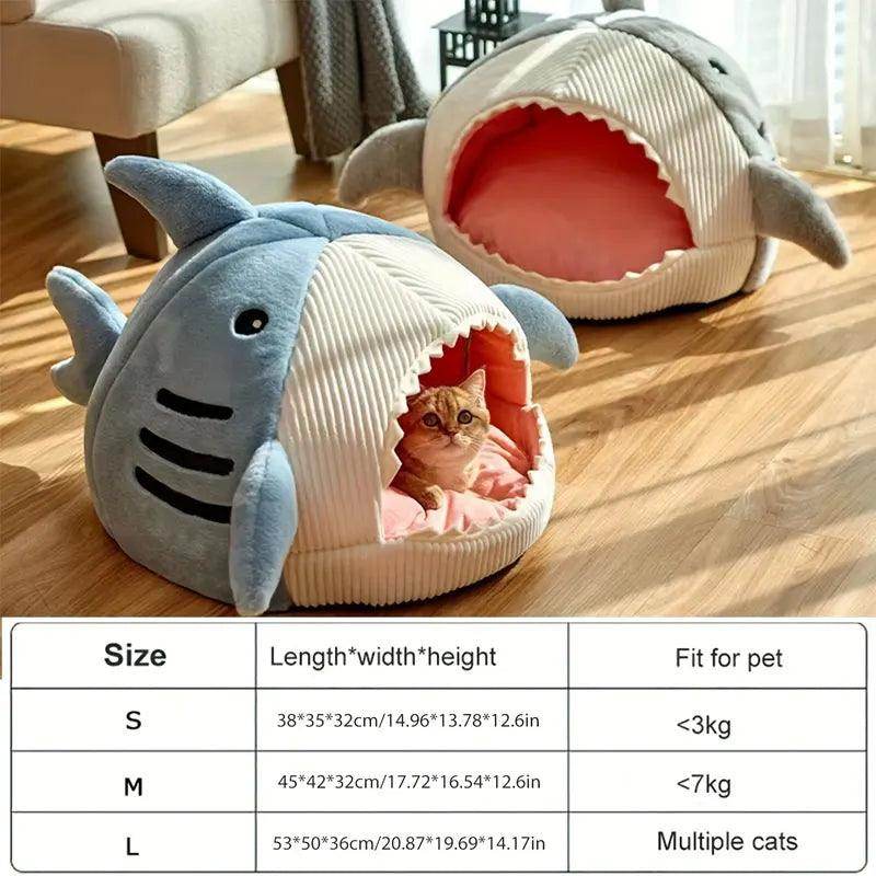Cartoon Shark Warm Cat Bed - My Store