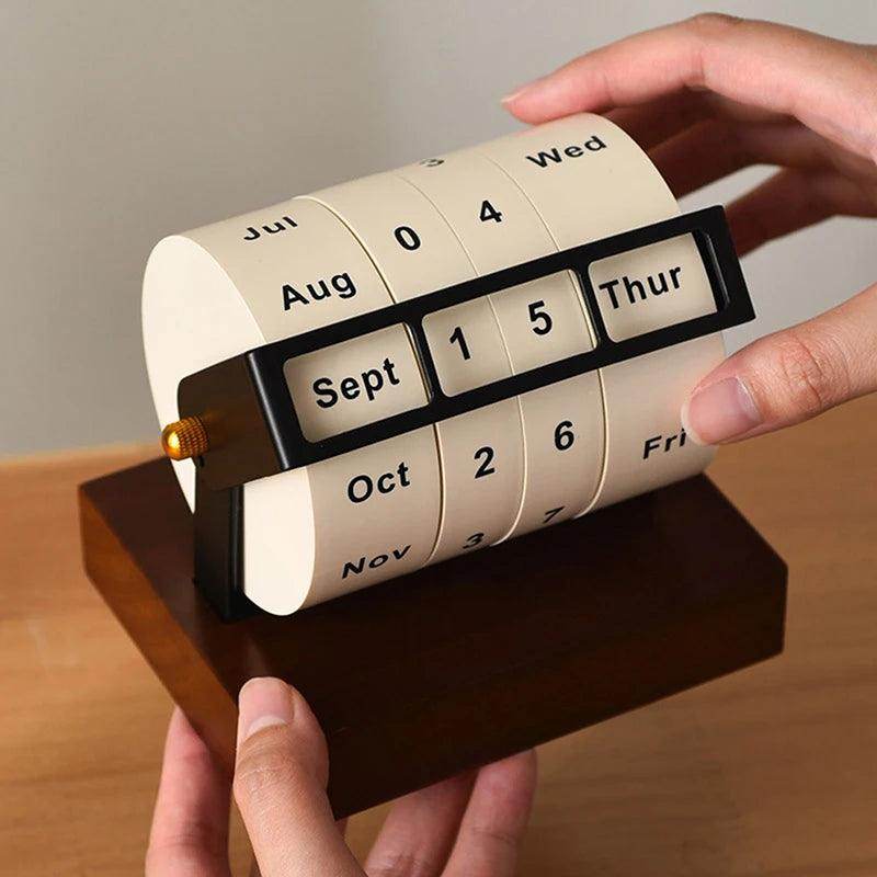 2025 Wooden Rotary Perpetual Desk Calendar - My Store