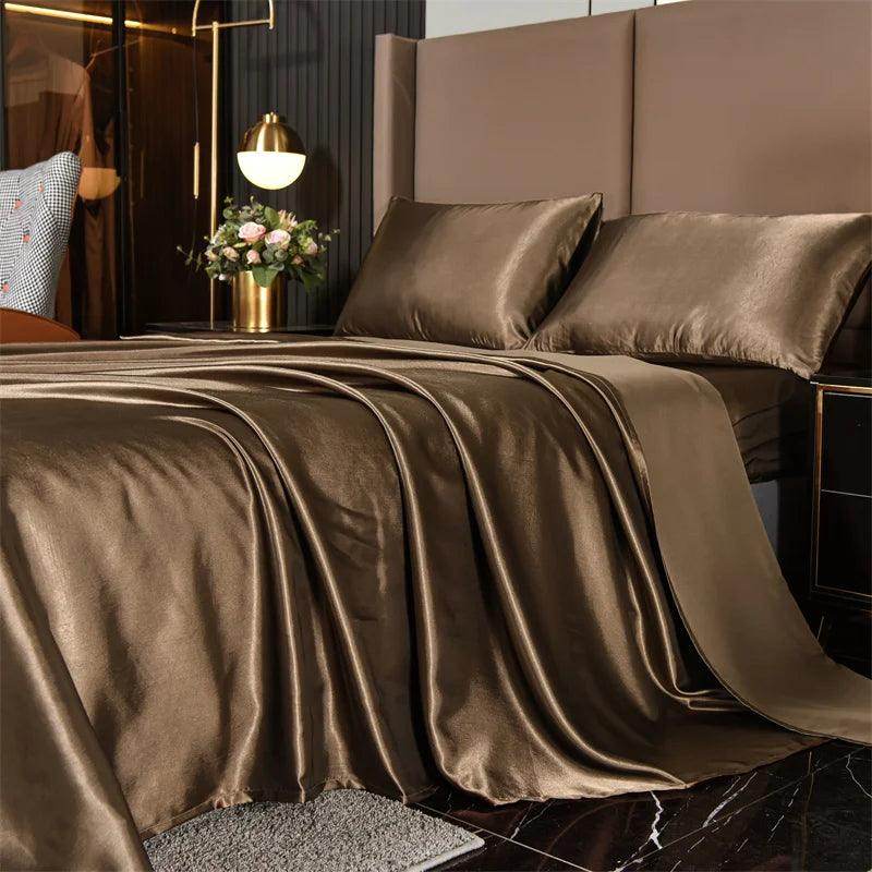 Satin Bed Sheets Set - Queen Size, 4-Piece Silky Bedding - My Store