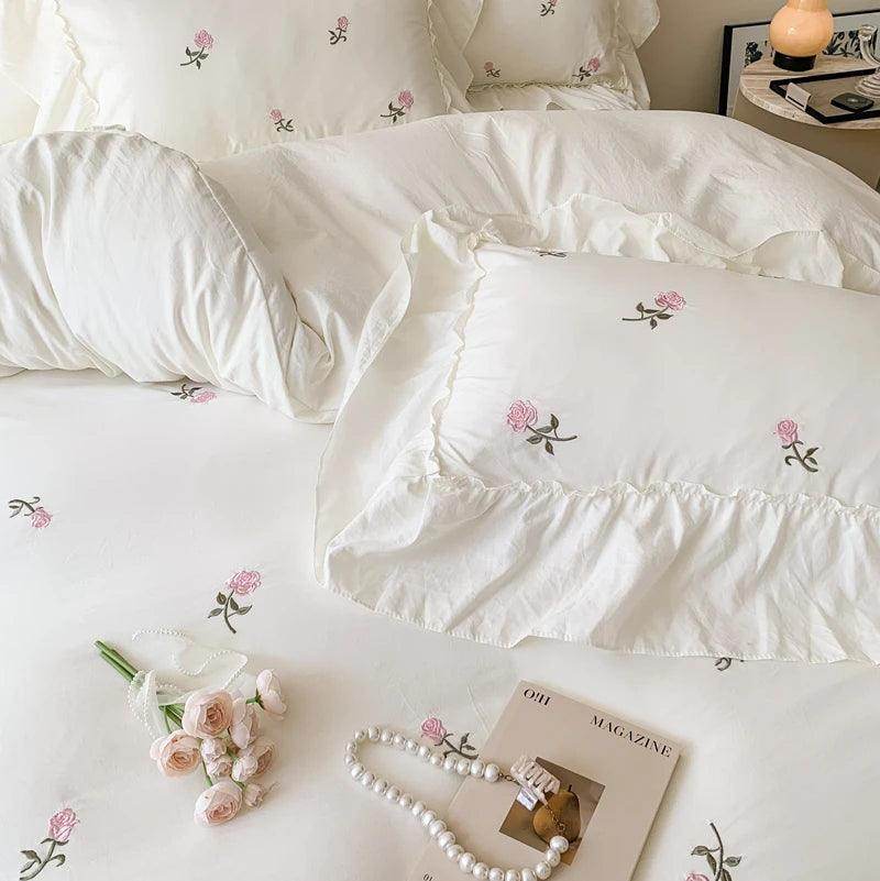 Rose Embroidered Duvet Cover Set - My Store