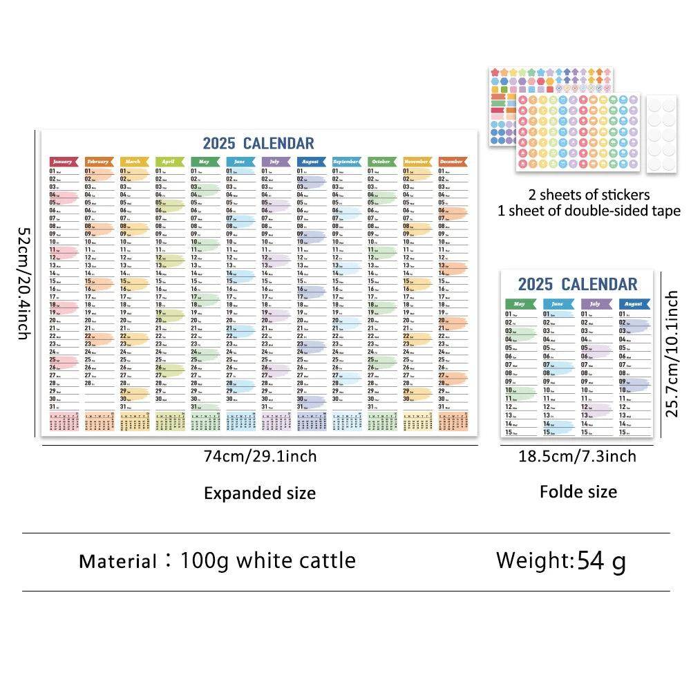 2025 Colorful Large Paper Wall Calendar with Stickers & Tapes - My Store