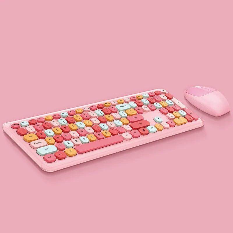 Small Fresh Macaron Color Wireless Keyboard and Mouse Set - My Store