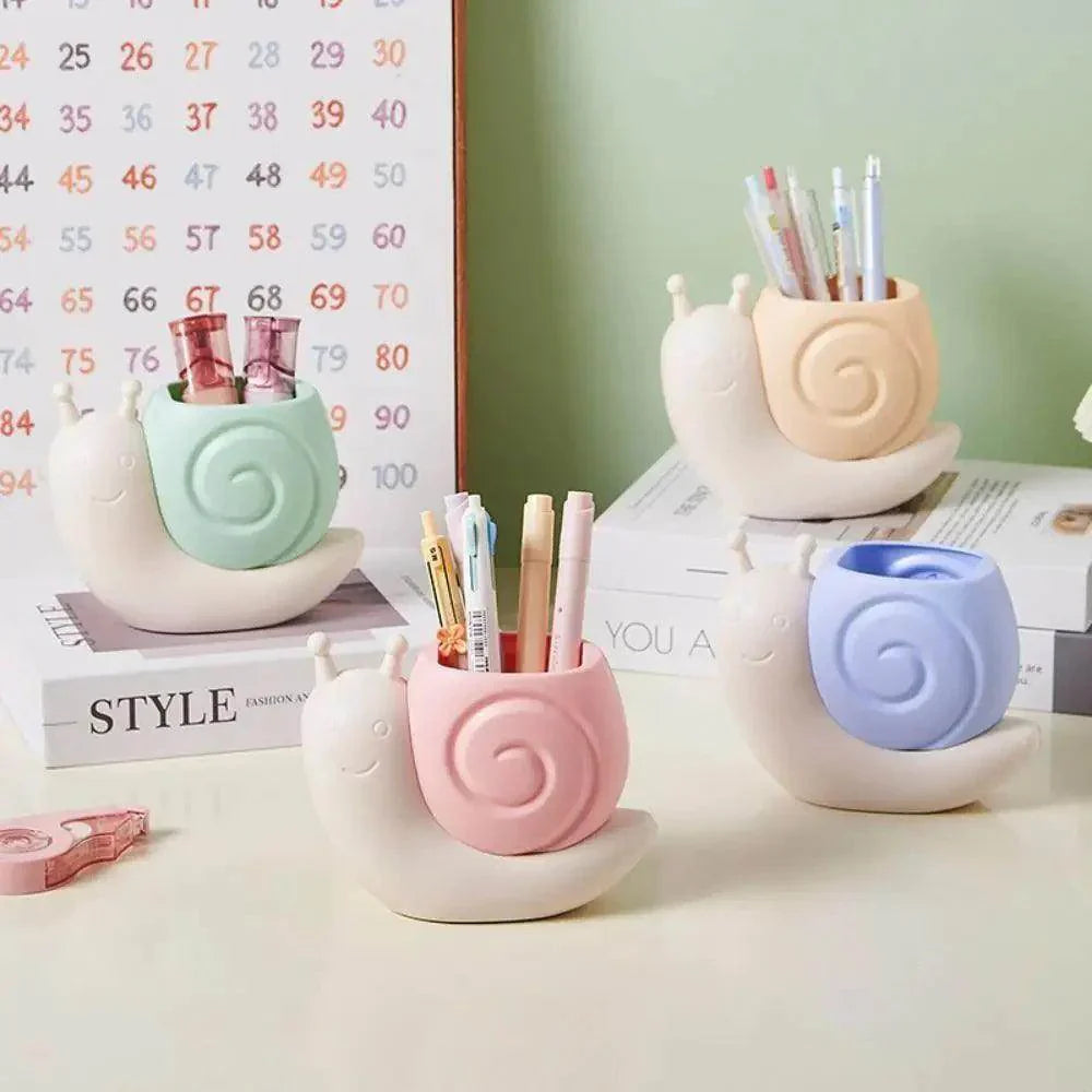 Interesting Snail Pen Holder Student Plastic Pencil Storage Box - My Store