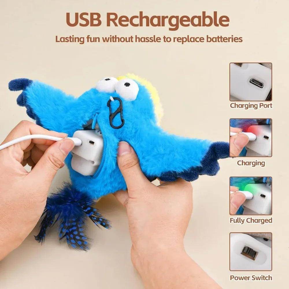 Interactive Cat Toy Rechargeable Chirping Flapping Bird - My Store