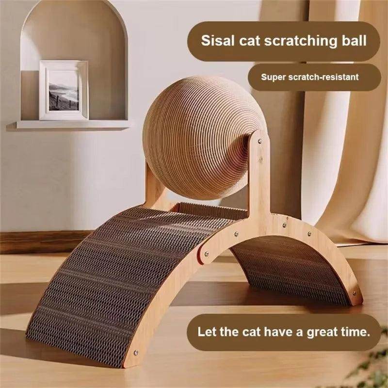 2-in-1 Cat Scratching Ball Wooden Sisal Toy - My Store