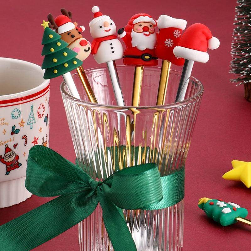 Christmas Gold & Silver Spoon Fork Set - Festive Cutlery for Desserts & Coffee - My Store