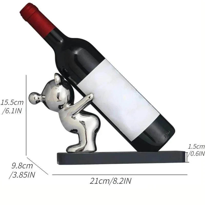 Bear Wine Rack with Cup Holder - My Store