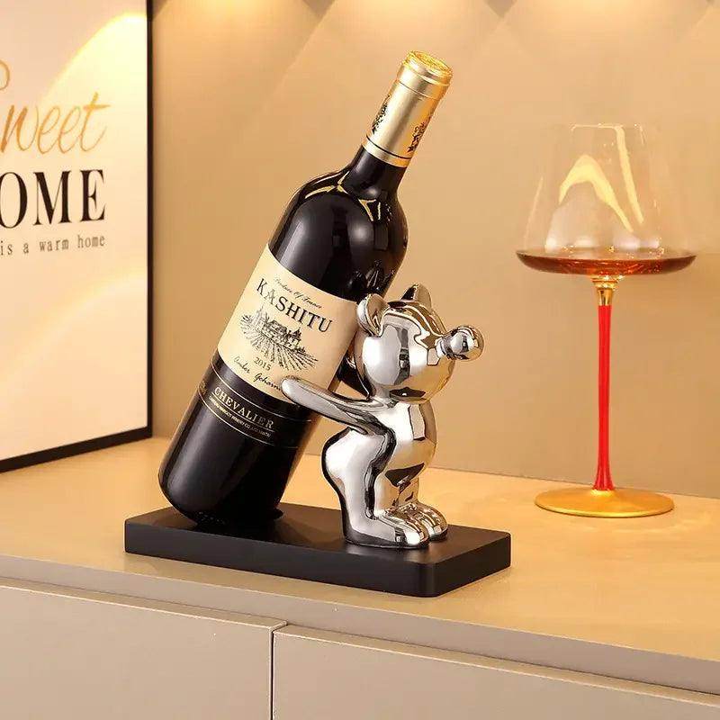 Bear Wine Rack with Cup Holder - My Store