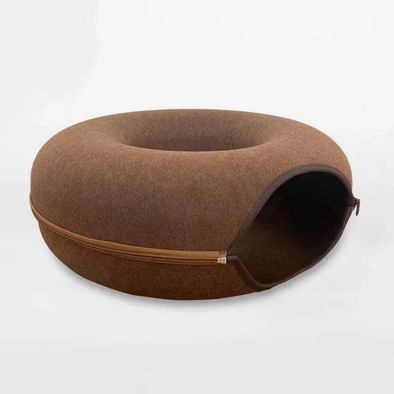 Donut Cat Bed with Interactive Tunnel – Cozy & Fun Pet House - My Store