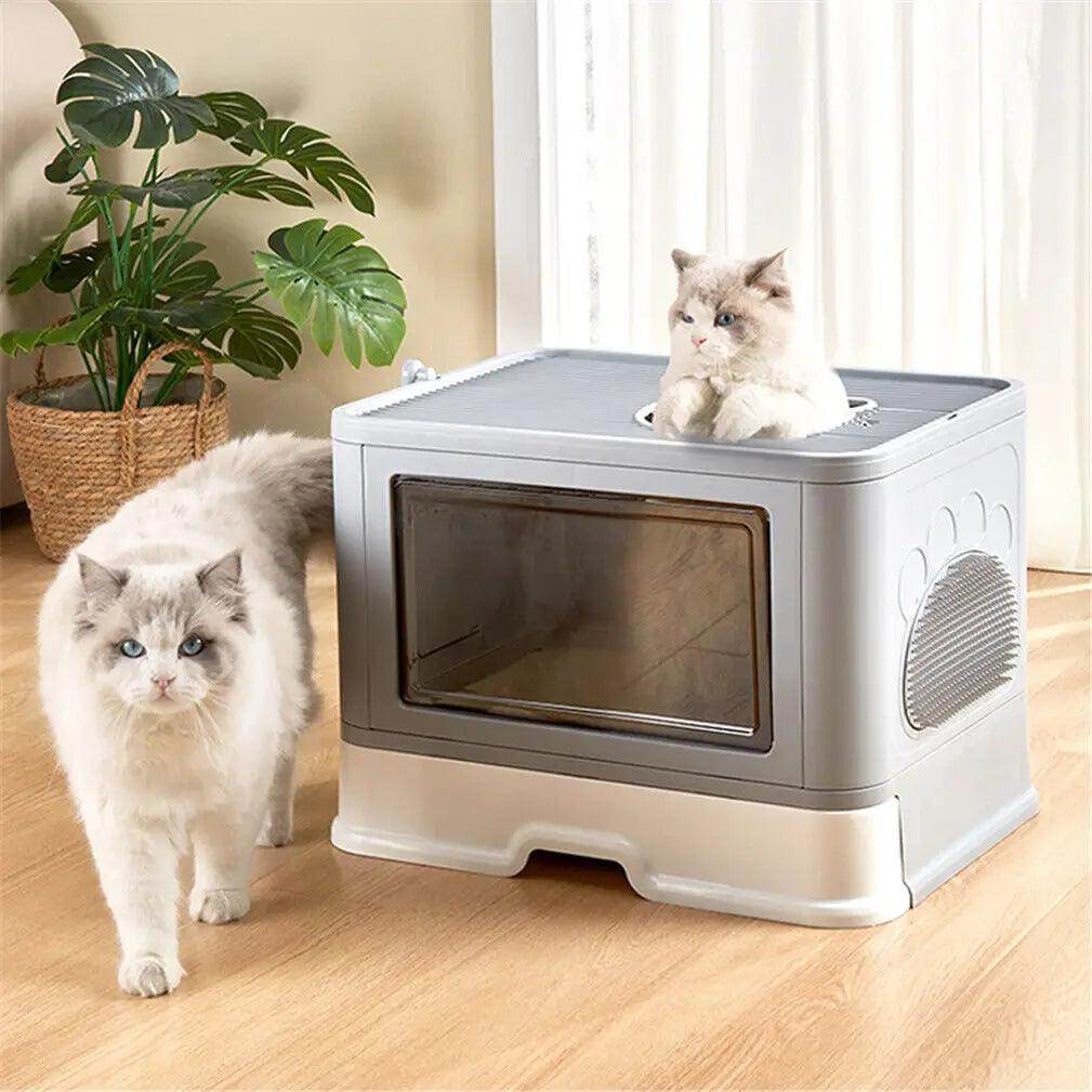 Foldable Cat Litter Box with Front Entry & Top Exit - My Store