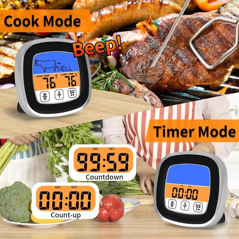 Digital Thermometer Kitchen Meat Probe with Touchscreen LCD Display - My Store