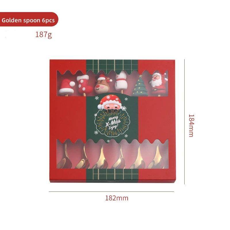 Christmas Gold & Silver Spoon Fork Set - Festive Cutlery for Desserts & Coffee - My Store