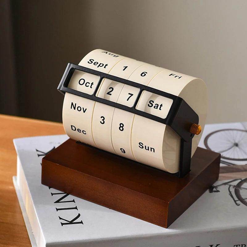 2025 Wooden Rotary Perpetual Desk Calendar - My Store