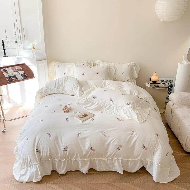 Rose Embroidered Duvet Cover Set - My Store