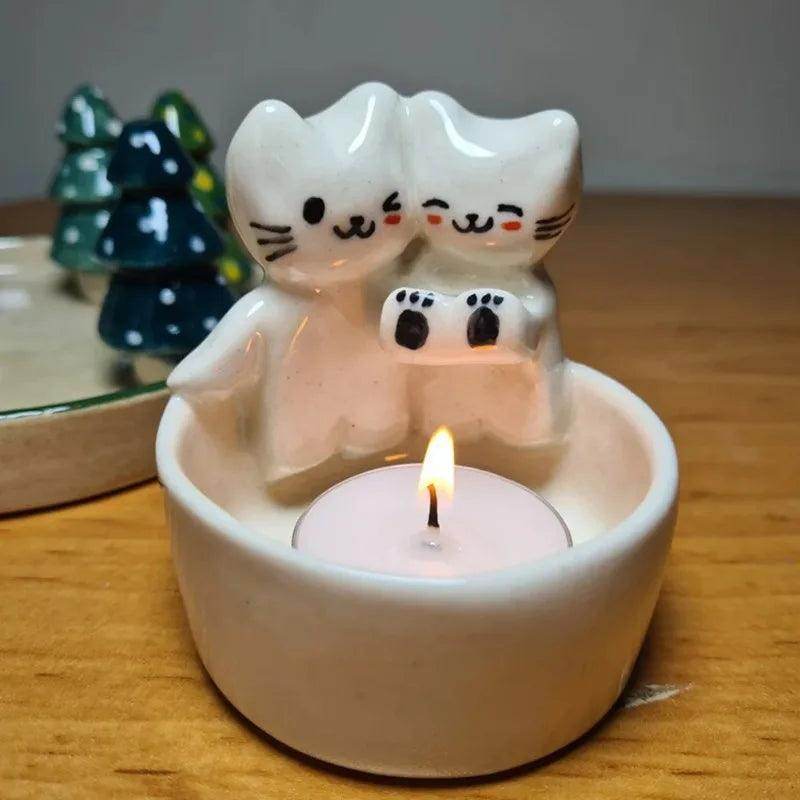 Cute Kitten Tea Light Candle Holder - My Store