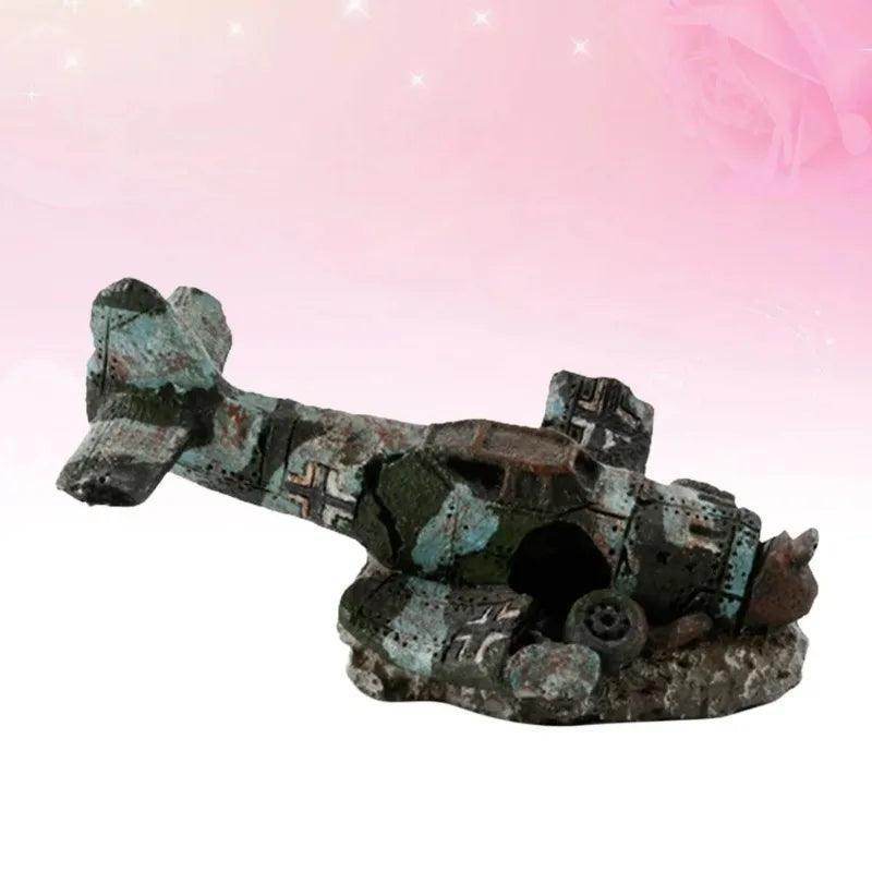 Mini Resin Airplane Wreck Aquarium Decor - My Store