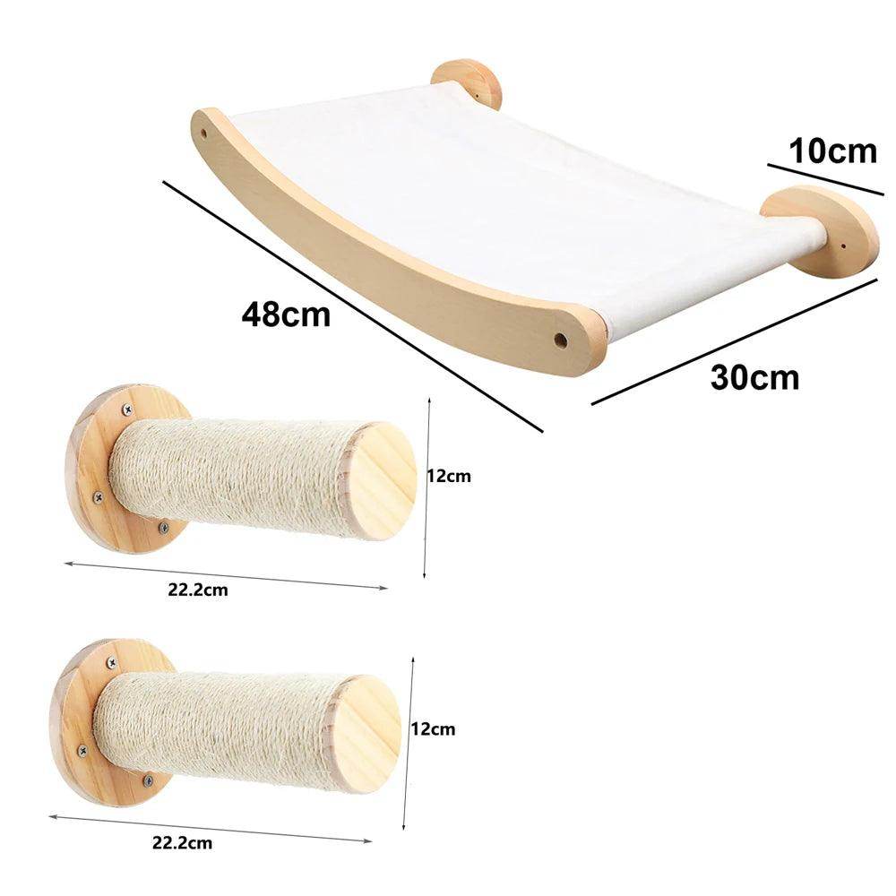 Wall-Mounted Cat Tree with Hammock & Scratching Post - My Store