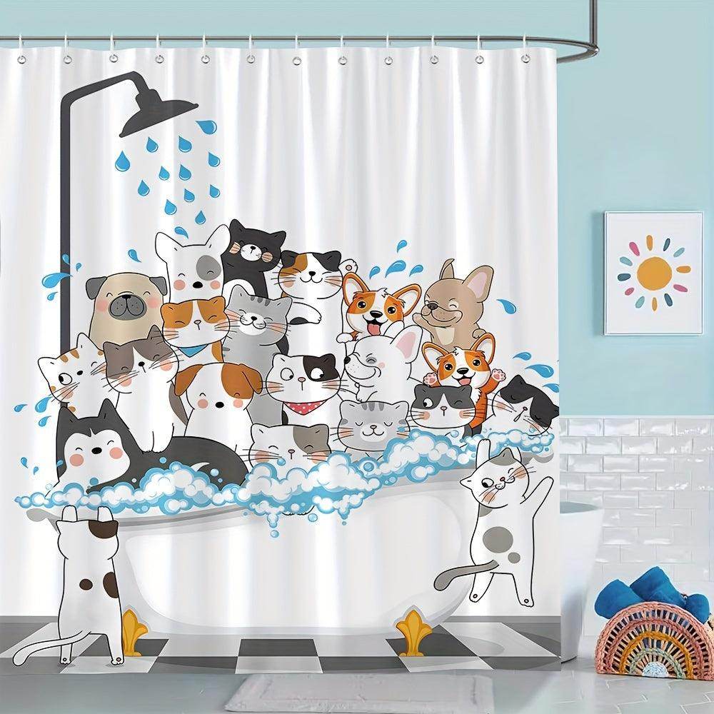 Cartoon Cat Shower Curtain - My Store