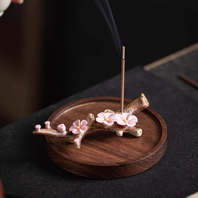 Handcrafted Ceramic Plum Blossom Incense Holder - My Store