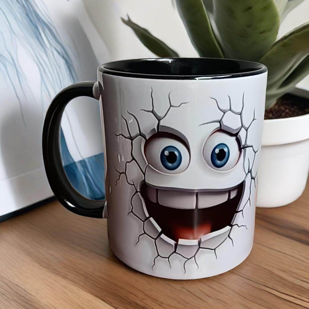 Smiling Face Break Through Ceramic Coffee Mug - 11oz - My Store