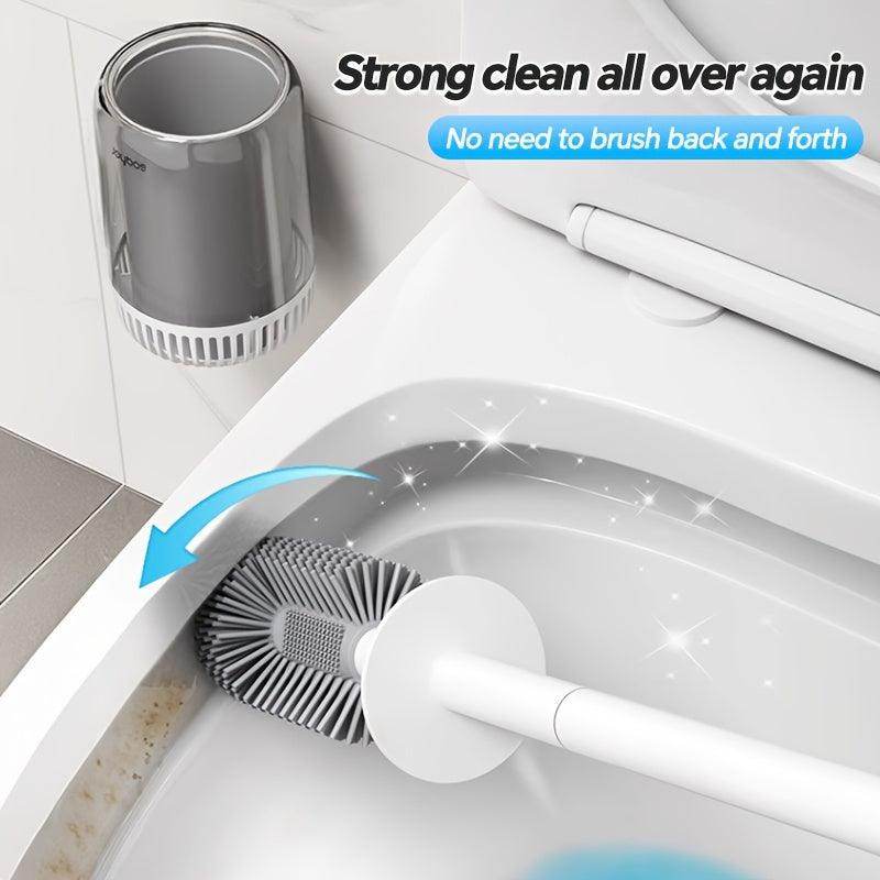 Silicone Bristle Toilet Brush Set with Ventilated Holder - My Store