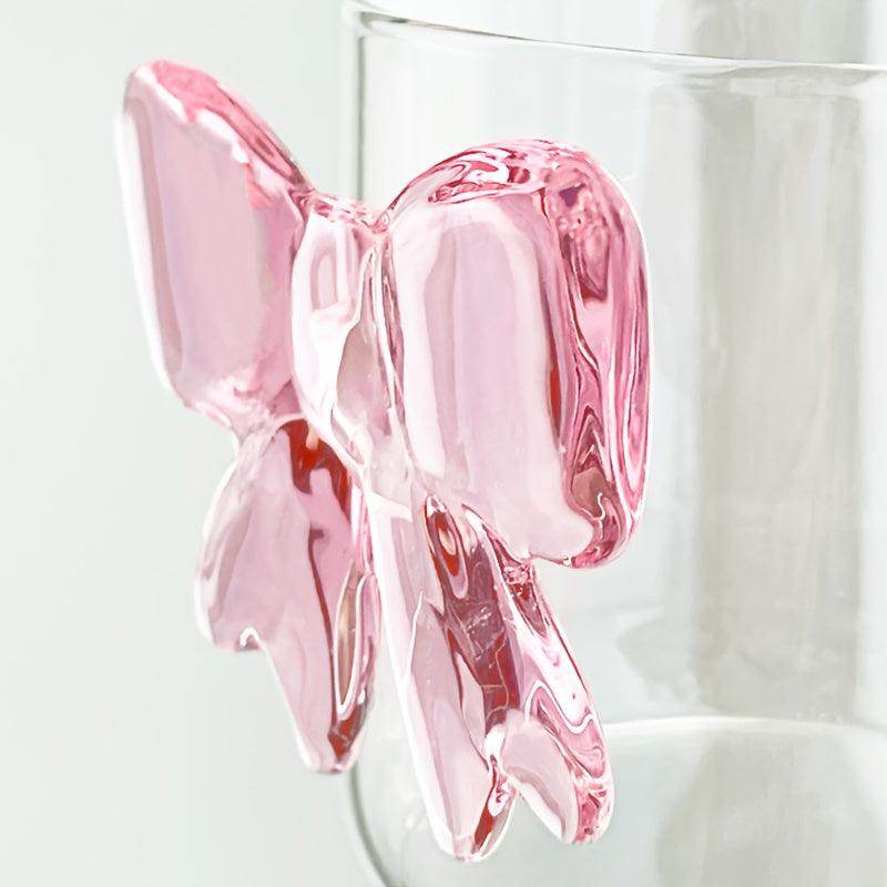 1pc Valentine's Day Pink Bow Tie Glass Mug - My Store