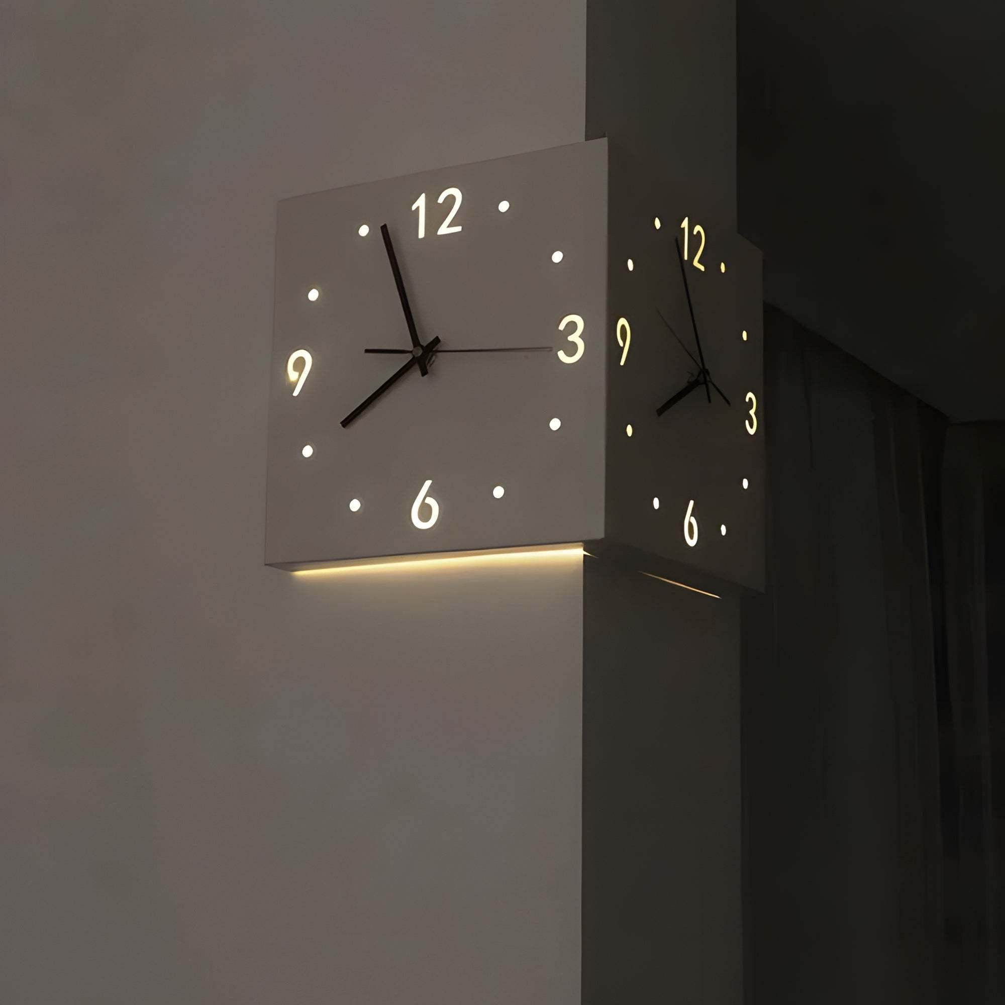 Luminous Dual-Sided Corner Wall Clock - My Store