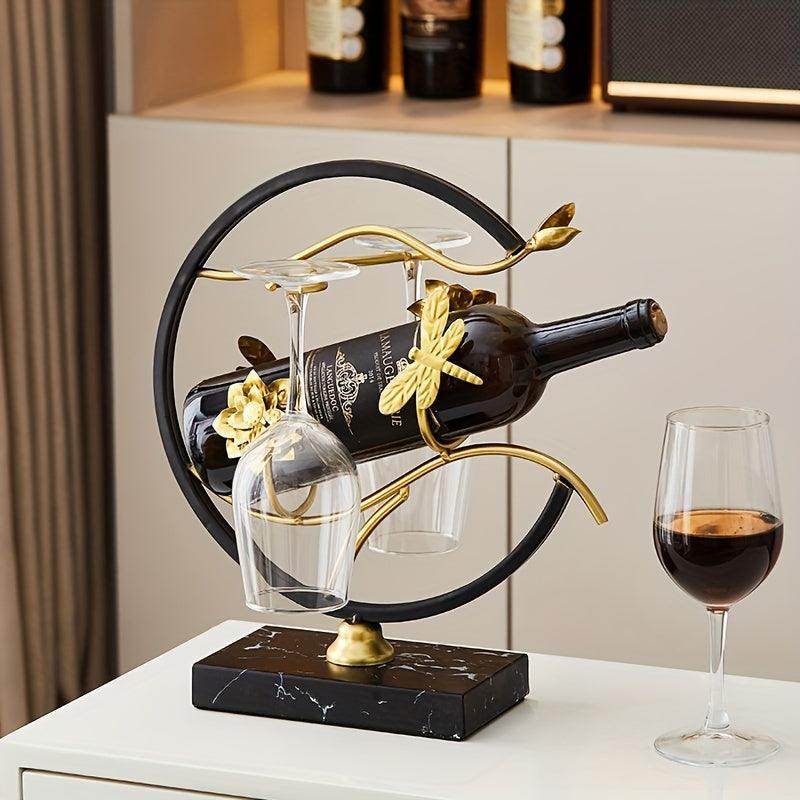 Elegant Metal Wine Rack & Glass Holder - My Store