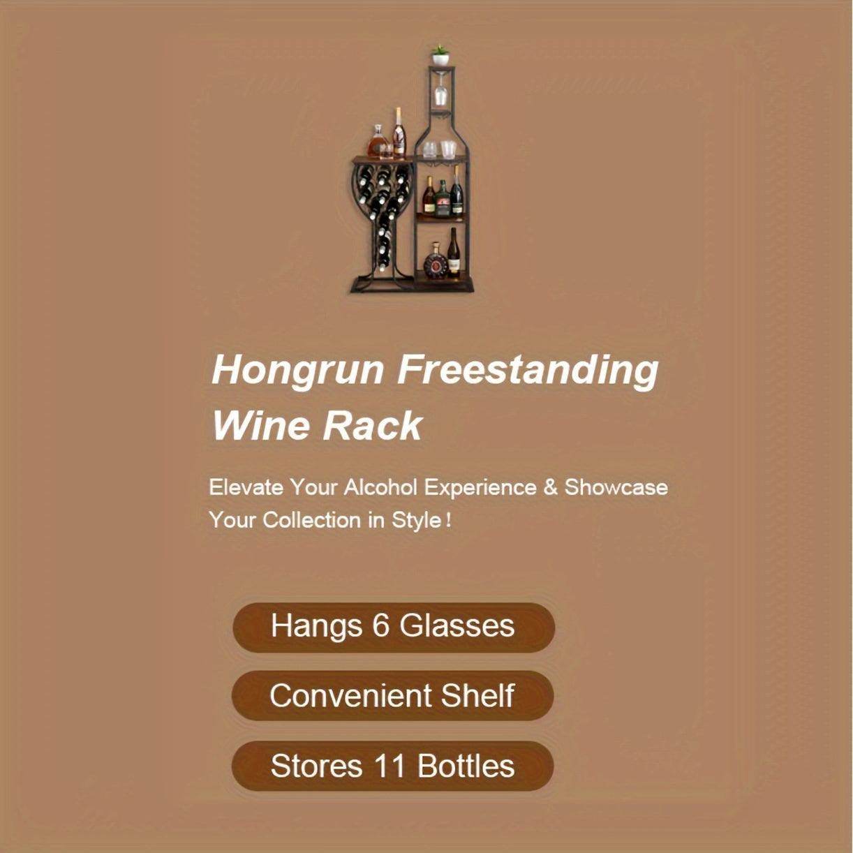 5-Tier Freestanding Wine Rack with Glass Holder & Storage Shelves - My Store