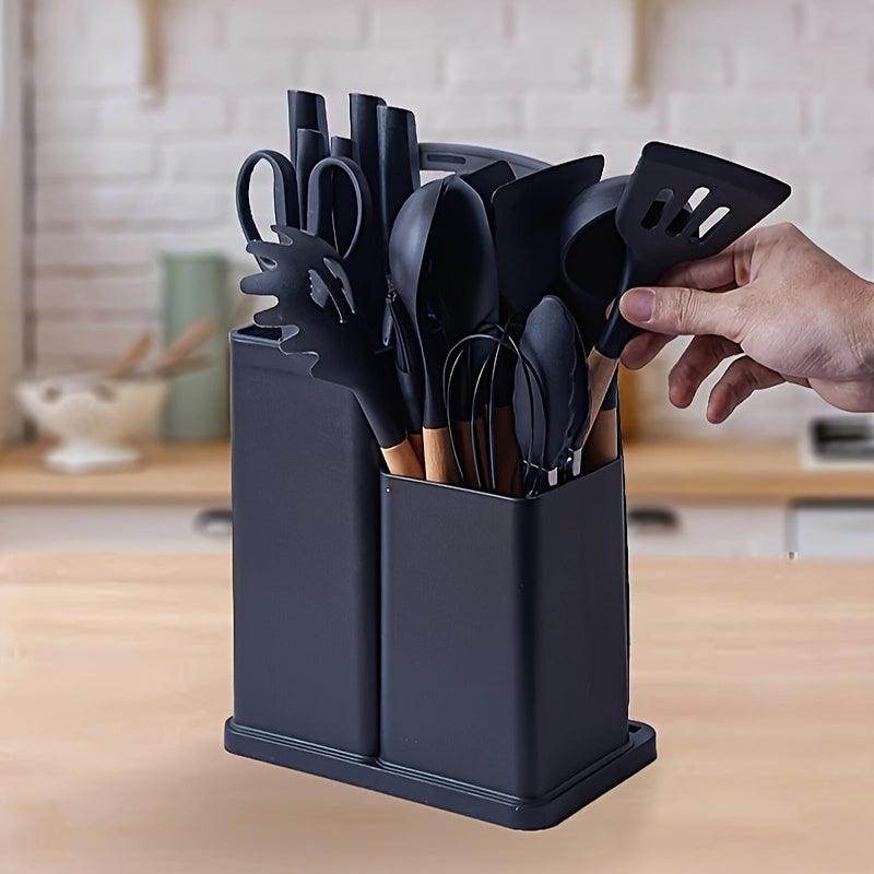 19-Piece Silicone Kitchen Utensil Set with Wooden Handles - My Store