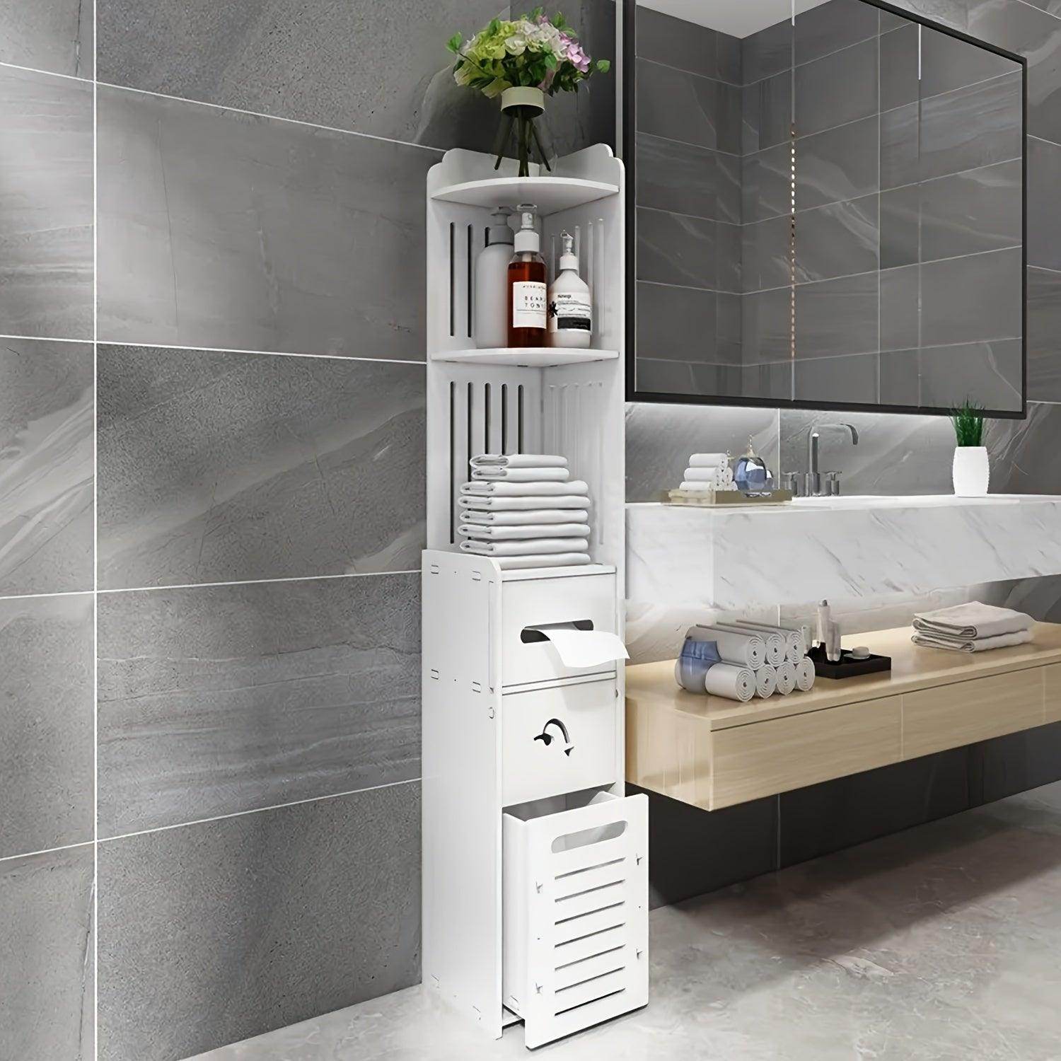 Small White Corner Bathroom Storage Cabinet - My Store