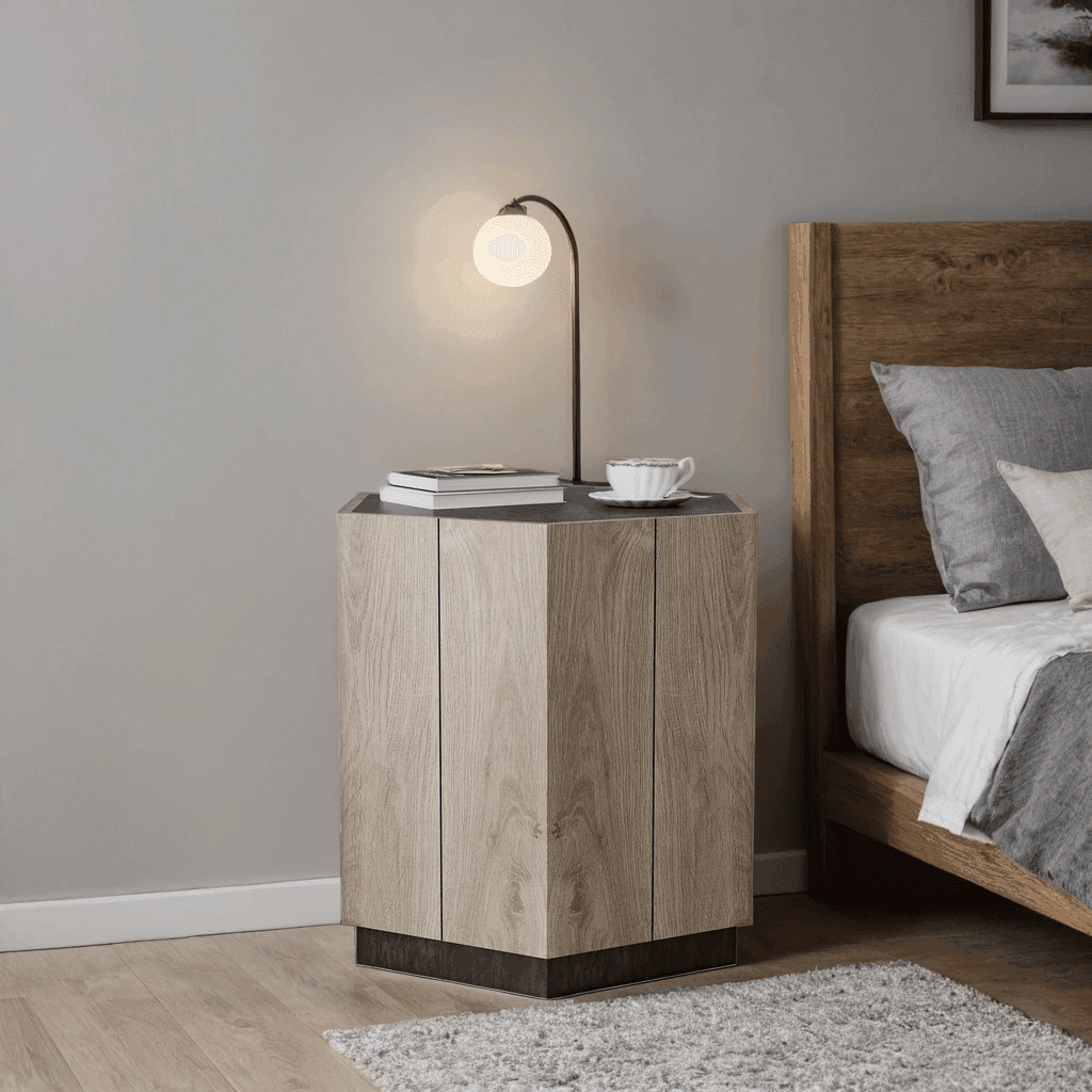 Versatile, Chic Hexagonal End Table with Drawer - My Store