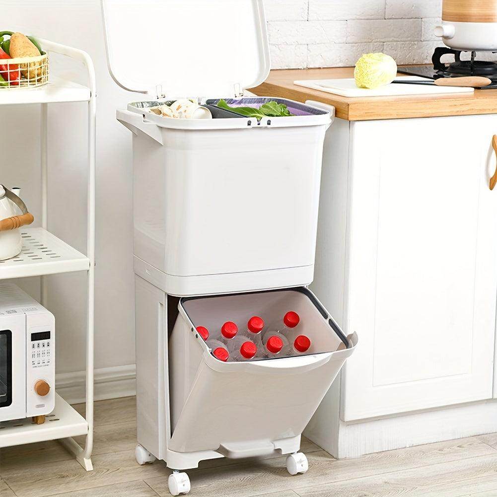 38L Plastic 2-Tier Recycling Rubbish Bin - My Store