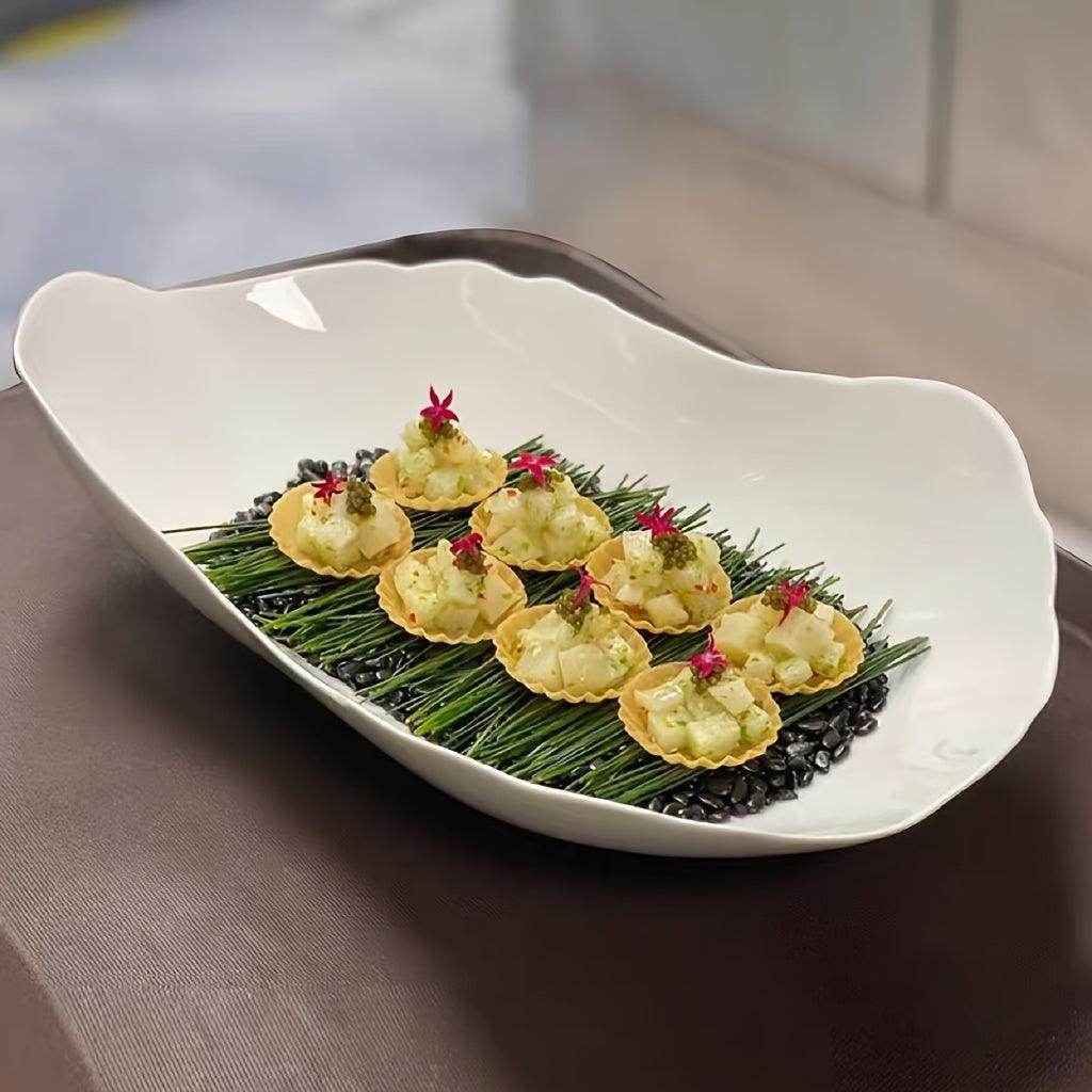 White Ceramic Leaf-Shaped Serving Platter - My Store