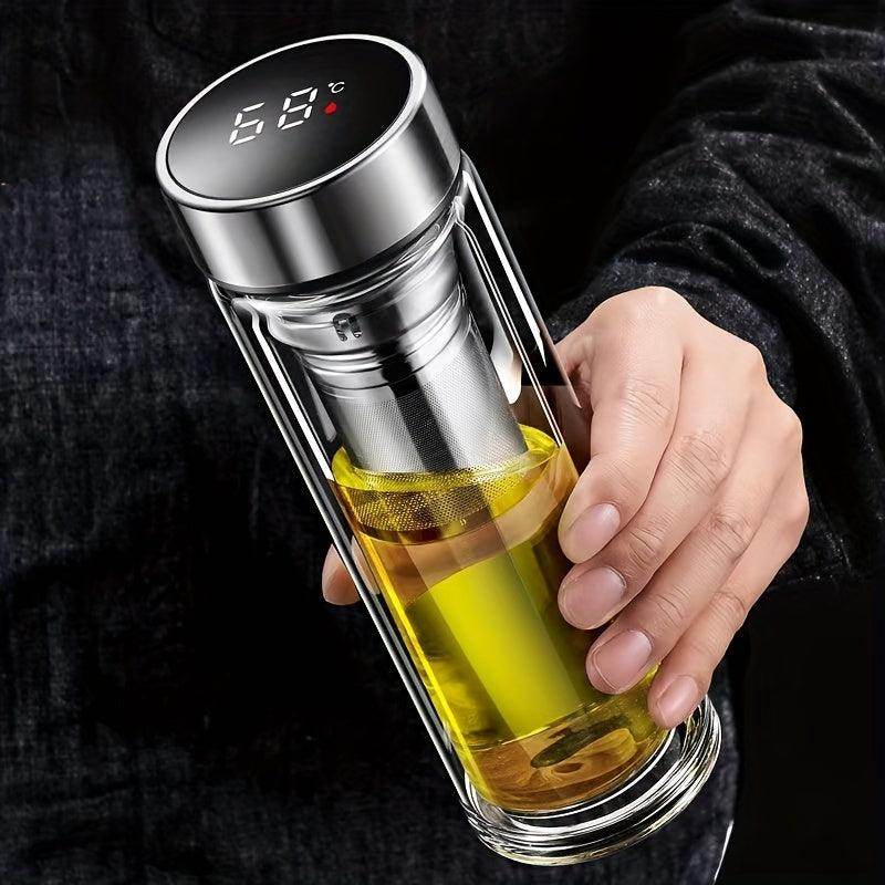 Double-Layer Glass Tea Bottle with Temperature Display - My Store