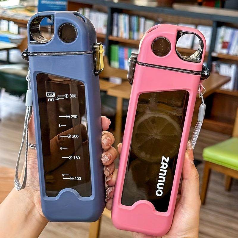 350ml Plastic Leakproof Square Water Bottle with Straw - My Store