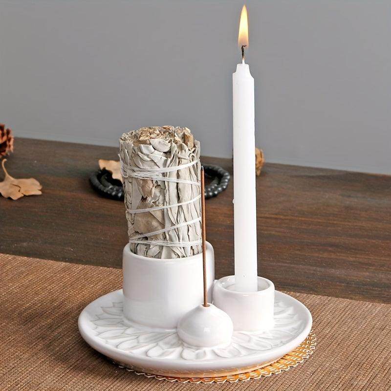 Morandi-Inspired Ceramic Candle & Incense Holder - My Store